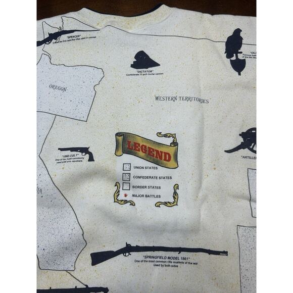 VTG 90s American Civil War History Crewneck Pullover Sweatshirt Size 2XL USA Map - Picture 12 of 14